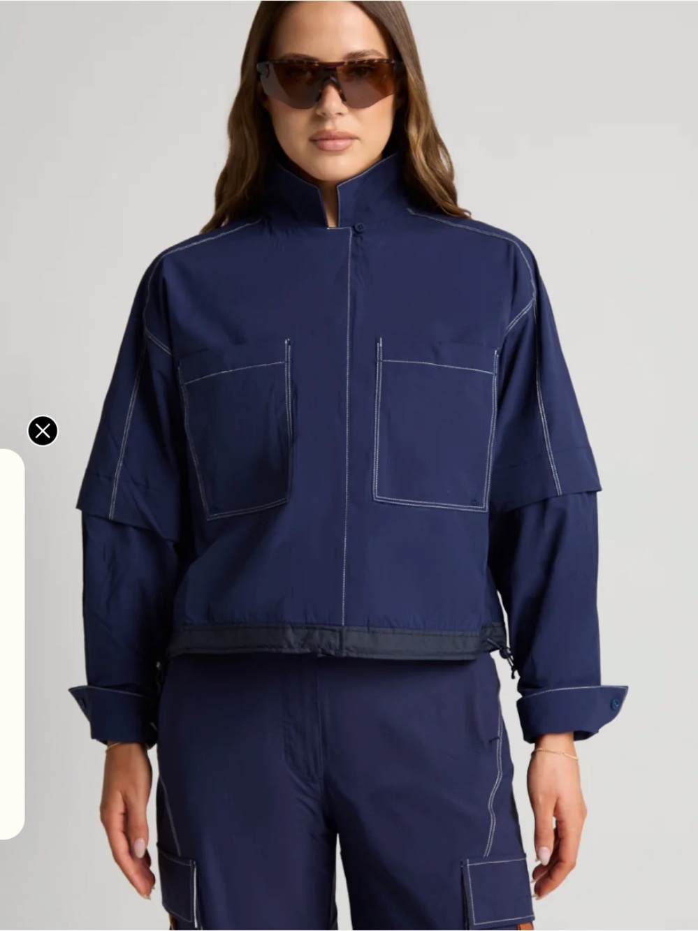 Navy Utility Crop Jacket - Women